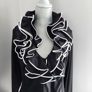 Elegant Black Ruffled Women's Top